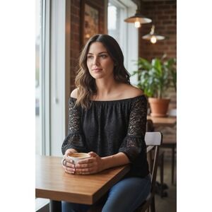 Lildy Lace Tunic NWOT Sheer‎ Lace Bell Sleeves.Whimical Goth Romantic.